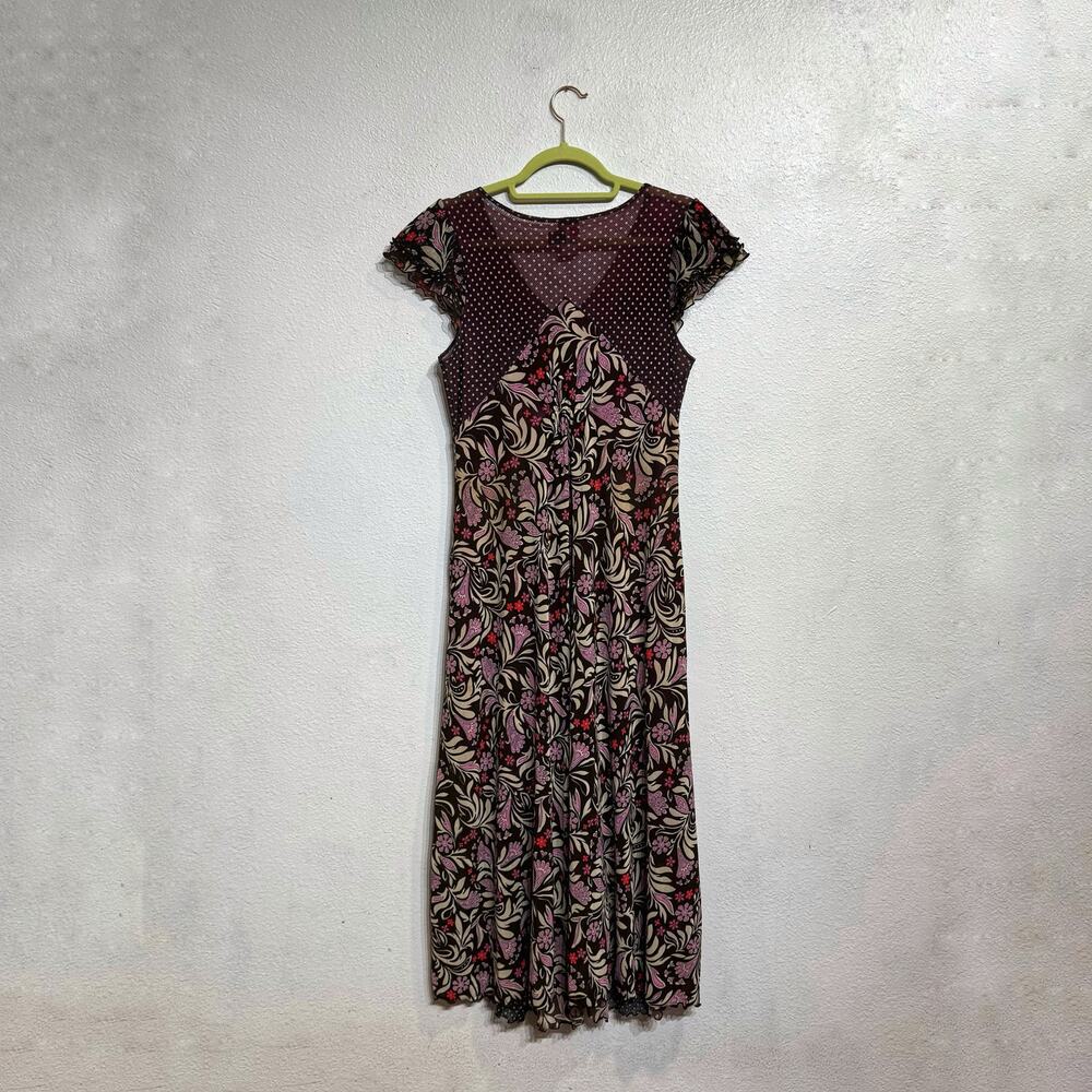 ANAC by Kimi Black Pink Floral Polka Dot Midi Dress Sz M - Picture 10 of 12